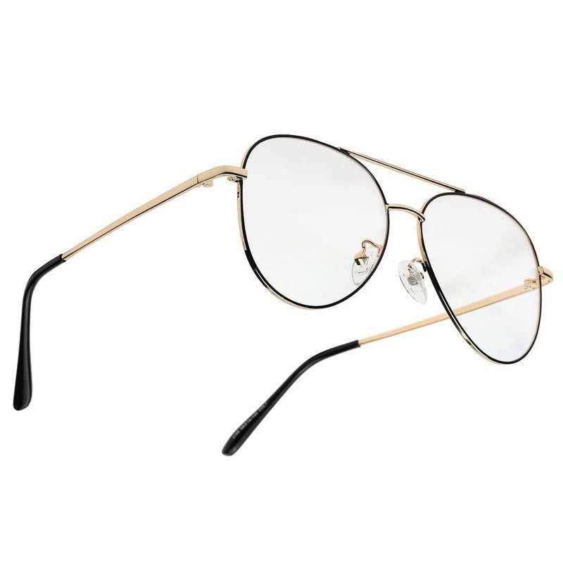 Gravion Black & Golden Medium Full Rim Aviator Computer Glasses for Men & Women — Hashtag Eyewears