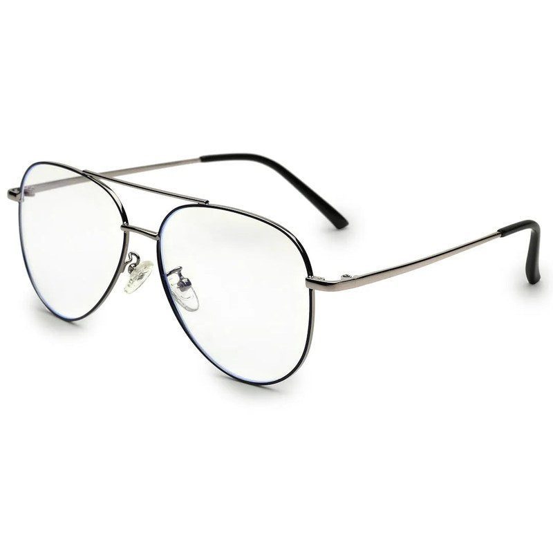 Gravion Blue & Grey Medium Full Rim Aviator Computer Glasses for Men & Women — Hashtag Eyewears