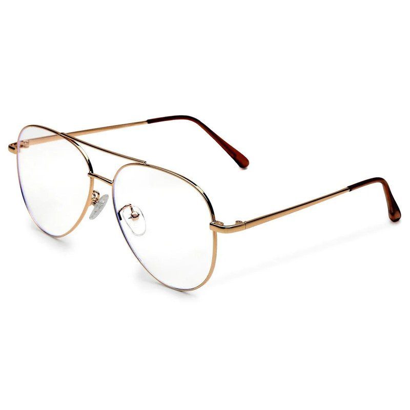 Gravion Golden Medium Full Rim Aviator Computer Glasses for Men & Women — Hashtag Eyewears