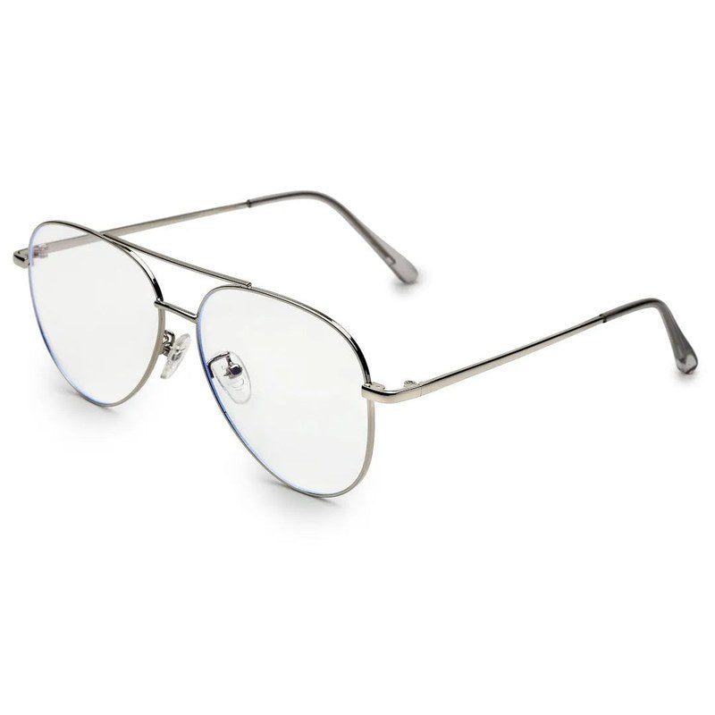 Gravion Silver Medium Full Rim Aviator Computer Glasses for Men & Women — Hashtag Eyewears