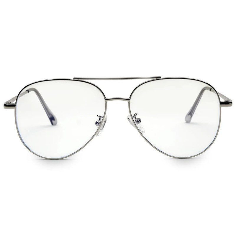 Gravion Silver Medium Full Rim Aviator Computer Glasses for Men & Women — Hashtag Eyewears