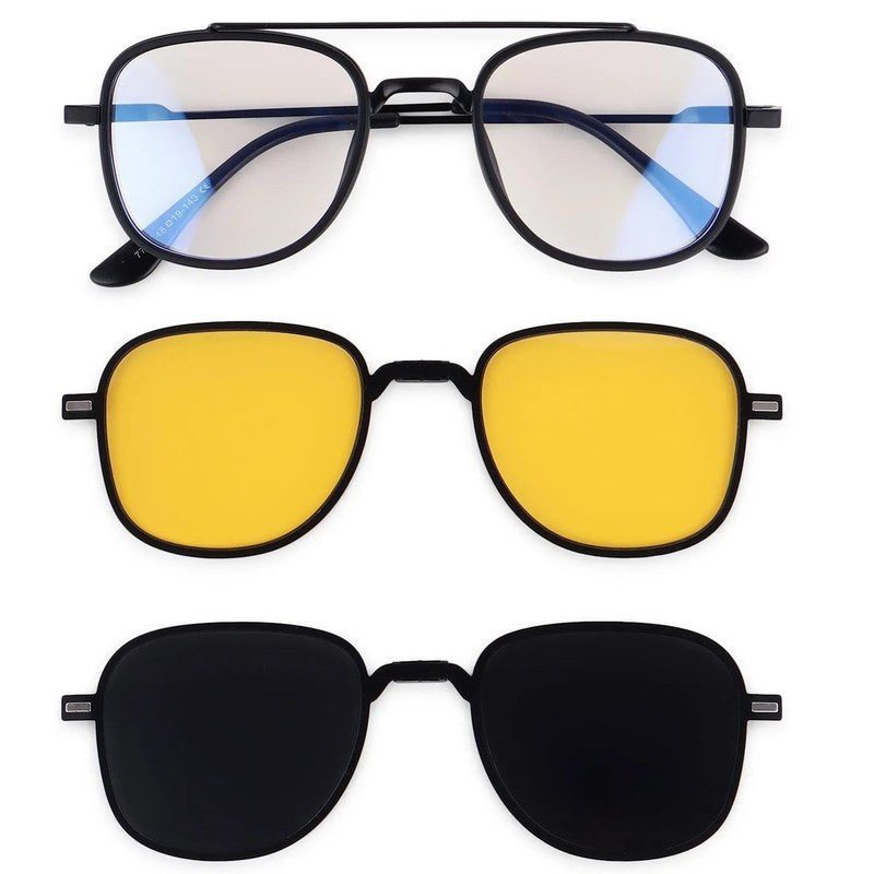 Grexar Black Medium Full Rim Square Clip-on for Men & Women — Hashtag Eyewears