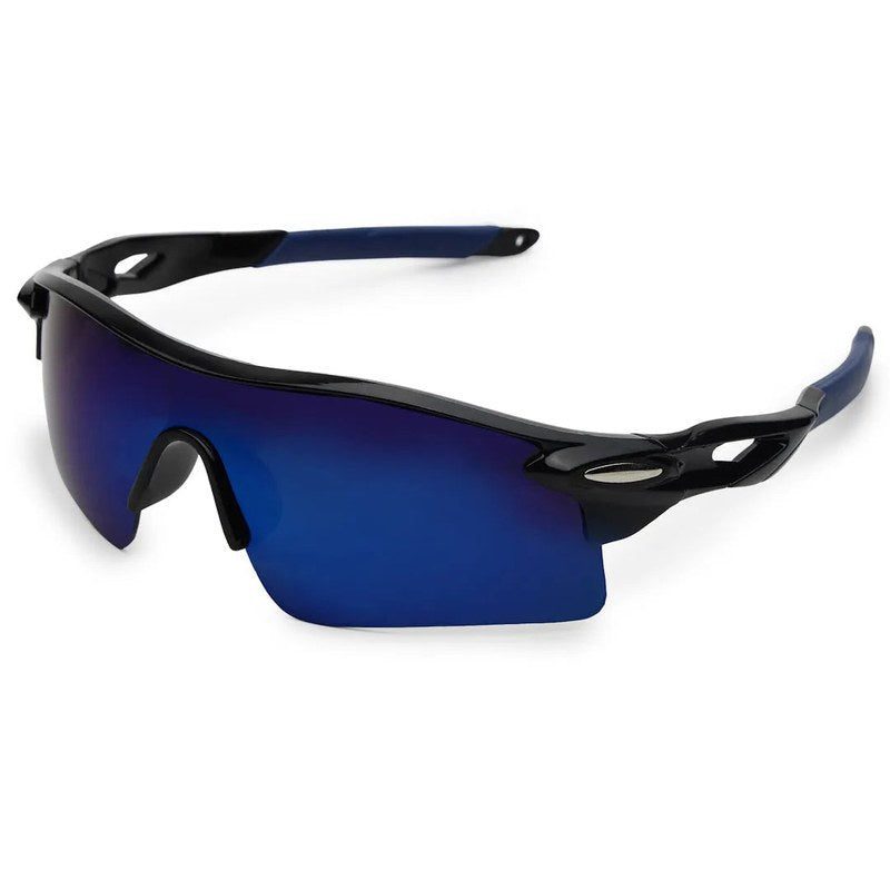 Griffey Black/Blue/Blue Medium Half Rim Shield Sports Sunglasses for Men & Women — Hashtag Eyewears
