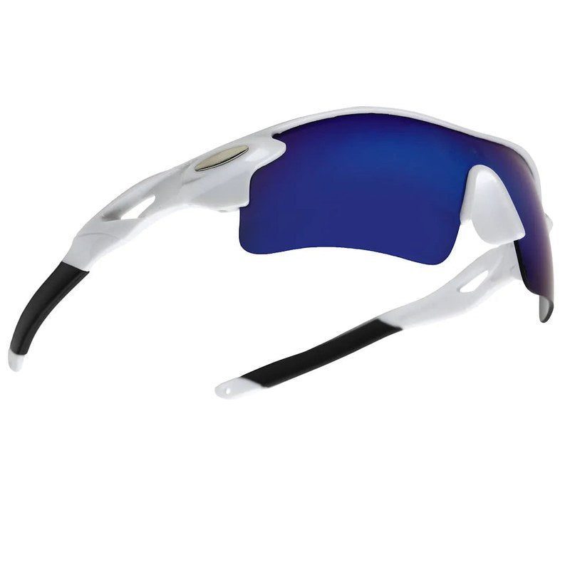 Griffey White/Blue/Black Medium Half Rim Shield Sports Sunglasses for Men & Women — Hashtag Eyewears