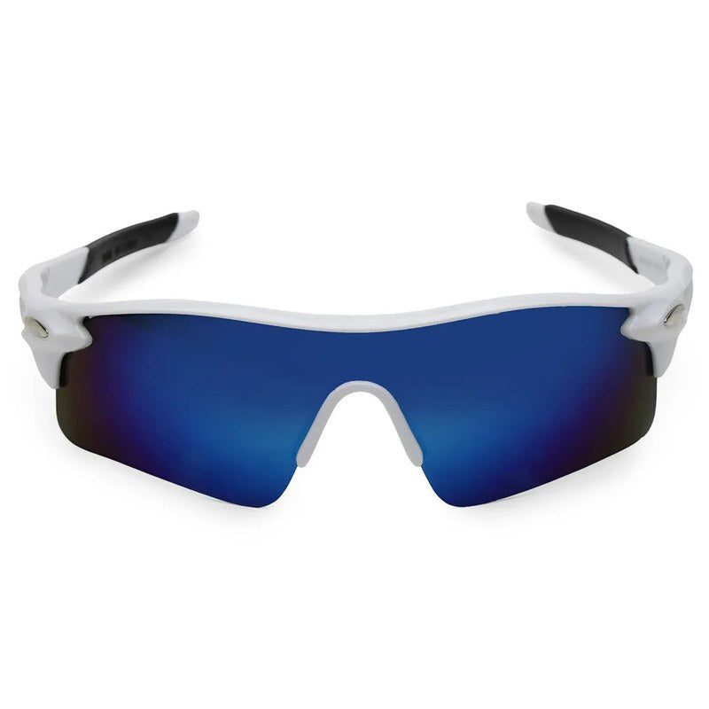 Griffey White/Blue/Black Medium Half Rim Shield Sports Sunglasses for Men & Women — Hashtag Eyewears