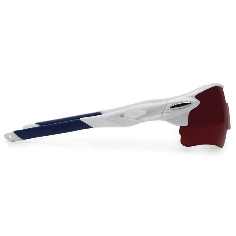 Griffey White/Blue/Blue Medium Half Rim Shield Sports Sunglasses for Men & Women — Hashtag Eyewears