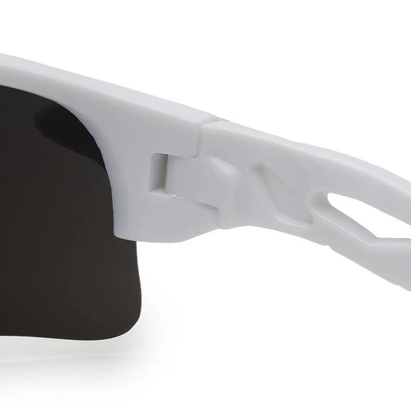 Griffey White/Blue/Blue Medium Half Rim Shield Sports Sunglasses for Men & Women — Hashtag Eyewears