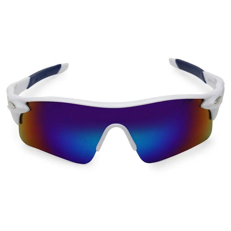 Griffey White/Blue/Blue Medium Half Rim Shield Sports Sunglasses for Men & Women — Hashtag Eyewears