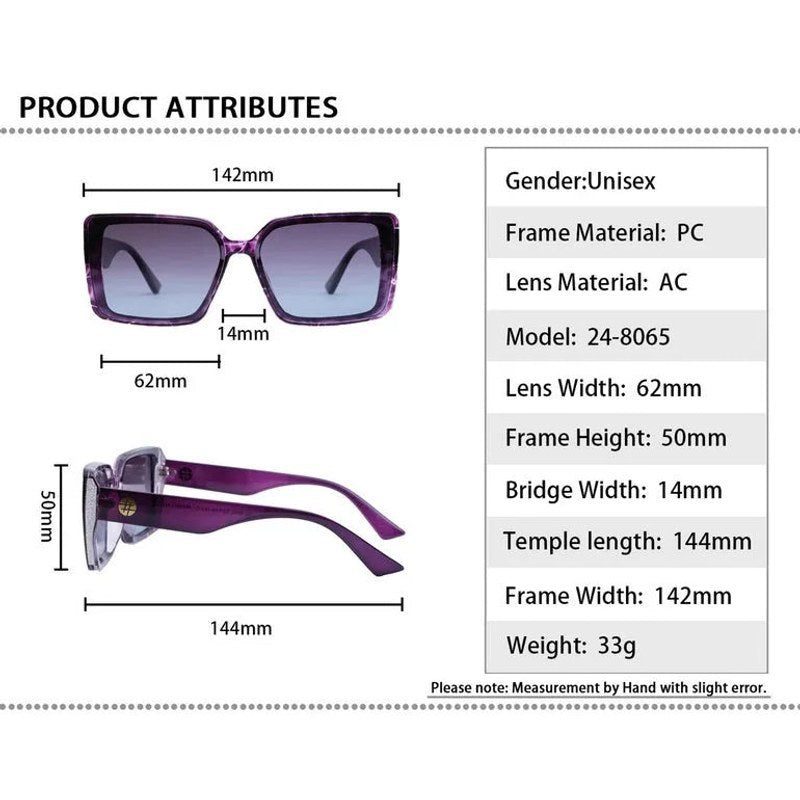 Halo Purple Texture Large Full Rim Square Sunglasses for Men & Women — Hashtag Eyewears