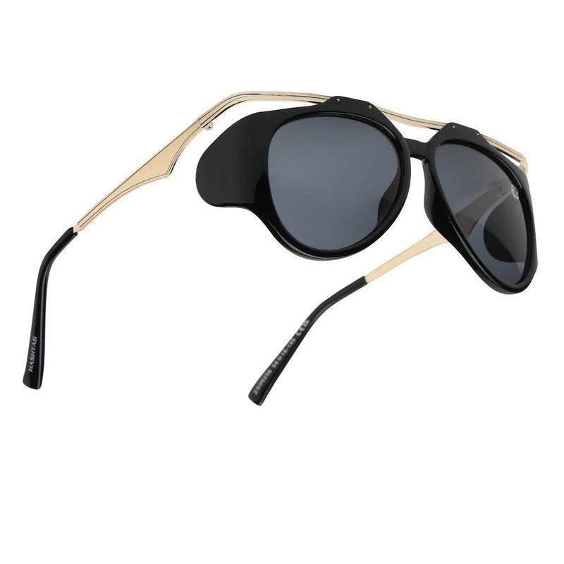Hang-on Black Medium Full Rim Aviator Sunglasses for Men & Women — Hashtag Eyewears