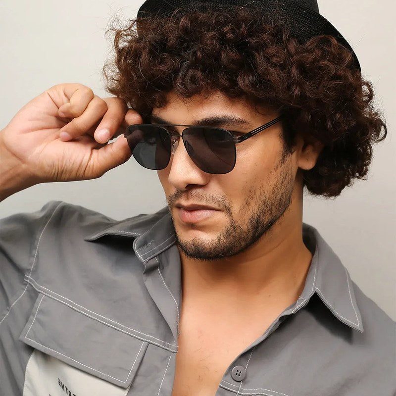 Helion Black Small Full Rim Square Sunglasses for Men — Hashtag Eyewears