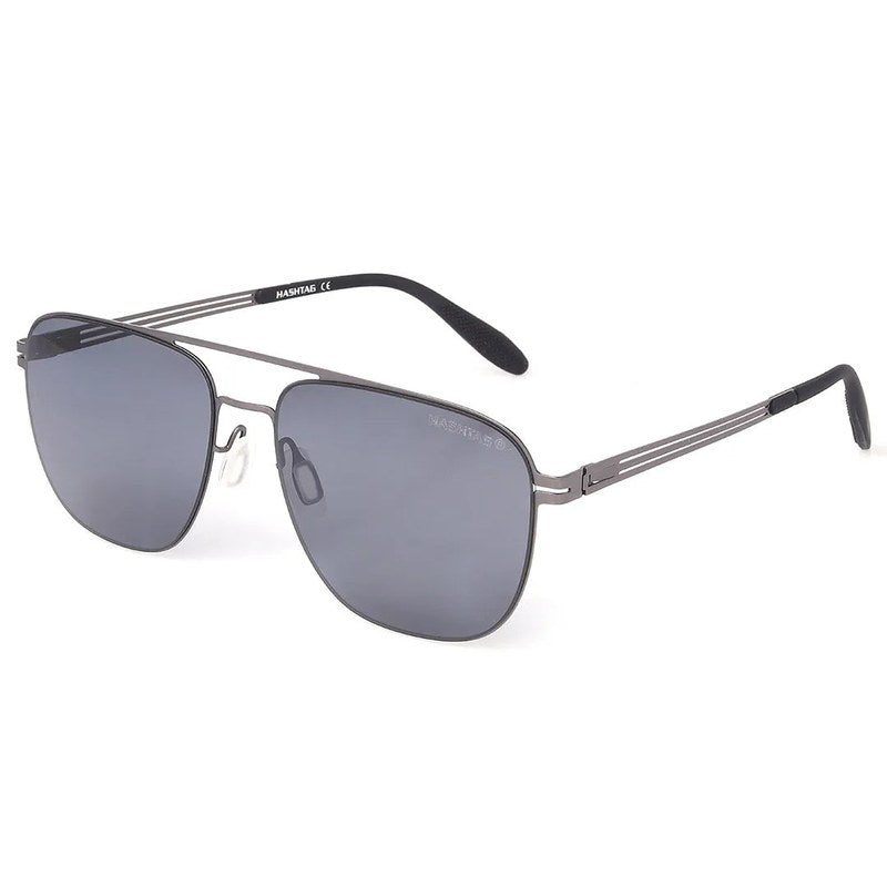 Helion Grey Small Full Rim Square Sunglasses for Men — Hashtag Eyewears