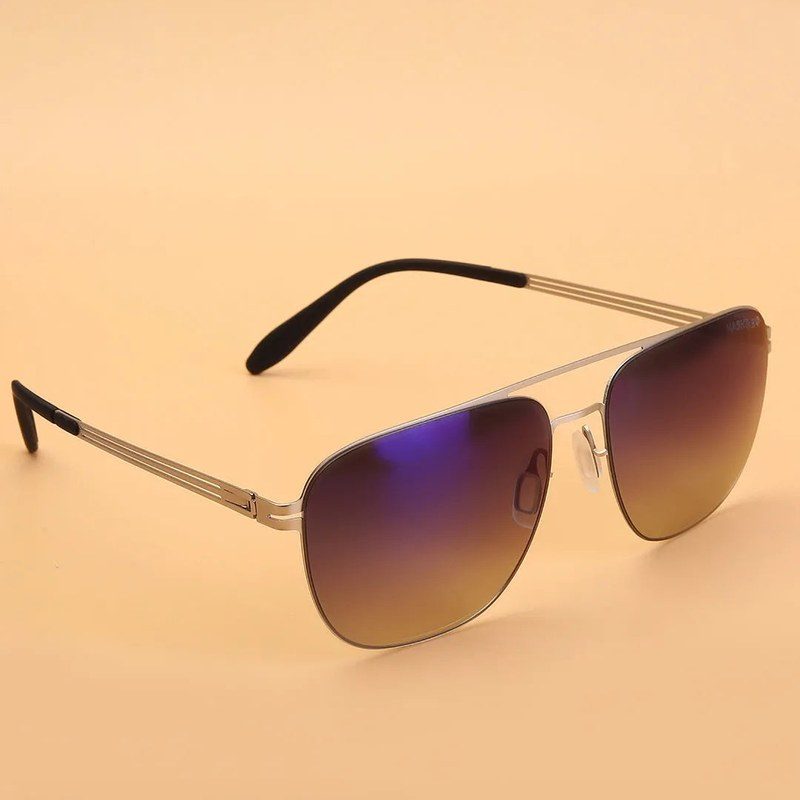 Helion Silver Small Full Rim Square Sunglasses for Men — Hashtag Eyewears