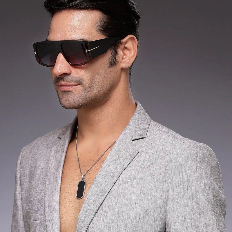 Helios Havana and Golden Oversized Full Rim Square Sunglasses for Men & Women — Hashtag Eyewears