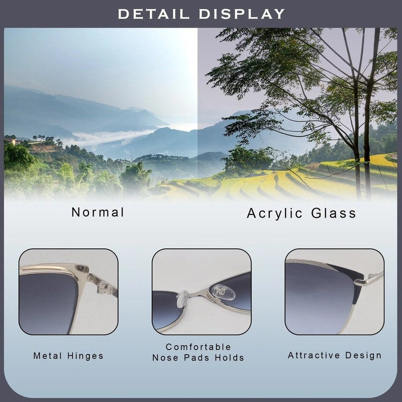 Hestara Grey Medium Full Rim Cat eye Sunglasses for Women — Hashtag Eyewears