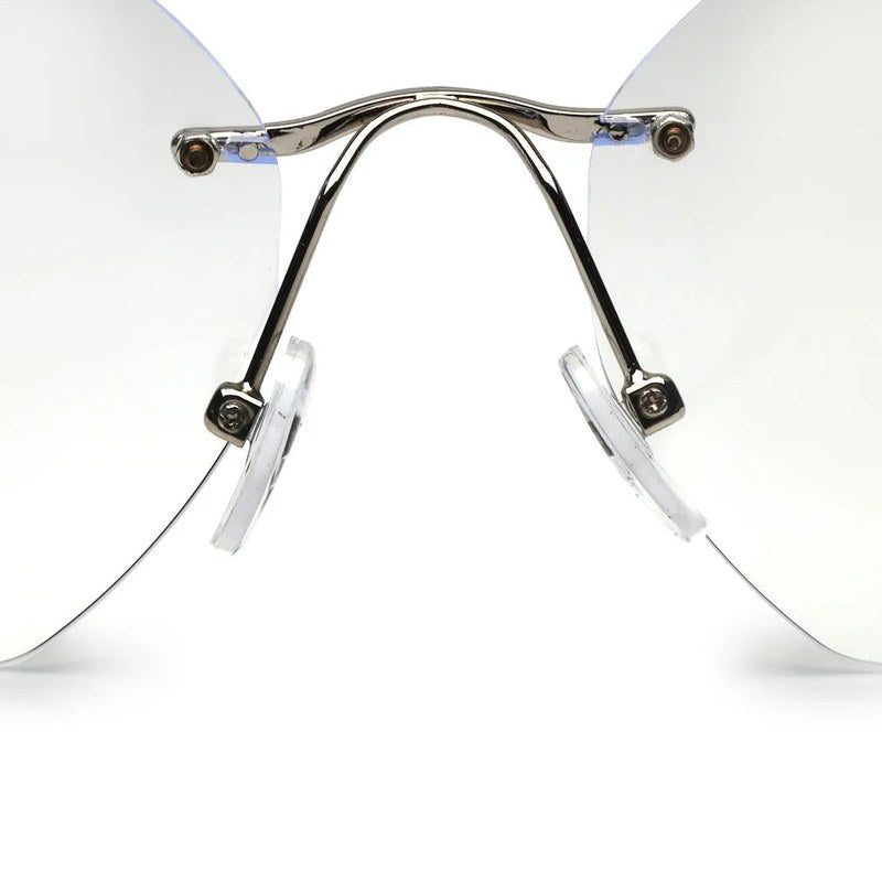 Hexora Silver Medium Rim Less Octagon Computer Glasses for Men & Women — Hashtag Eyewears