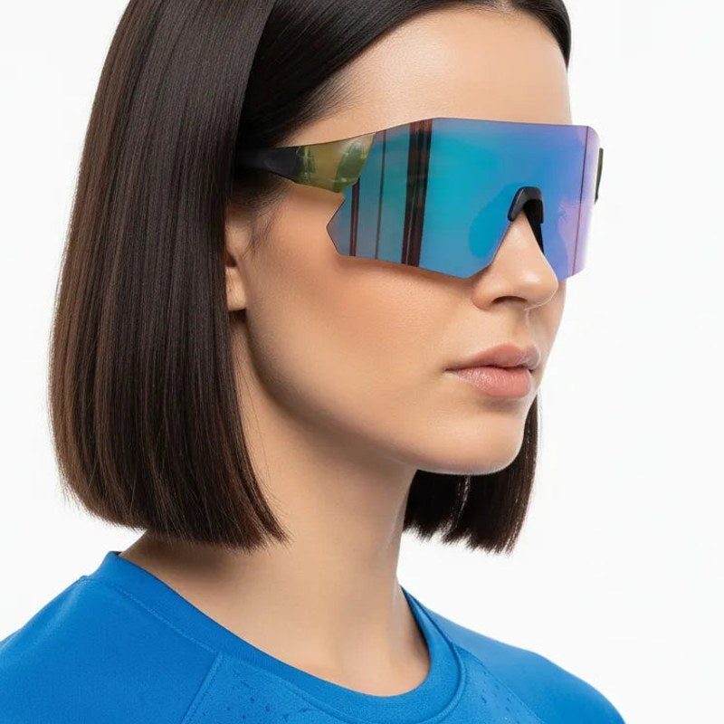Hunters Green Large Rim Less Shield Sports Sunglasses for Men & Women — Hashtag Eyewears