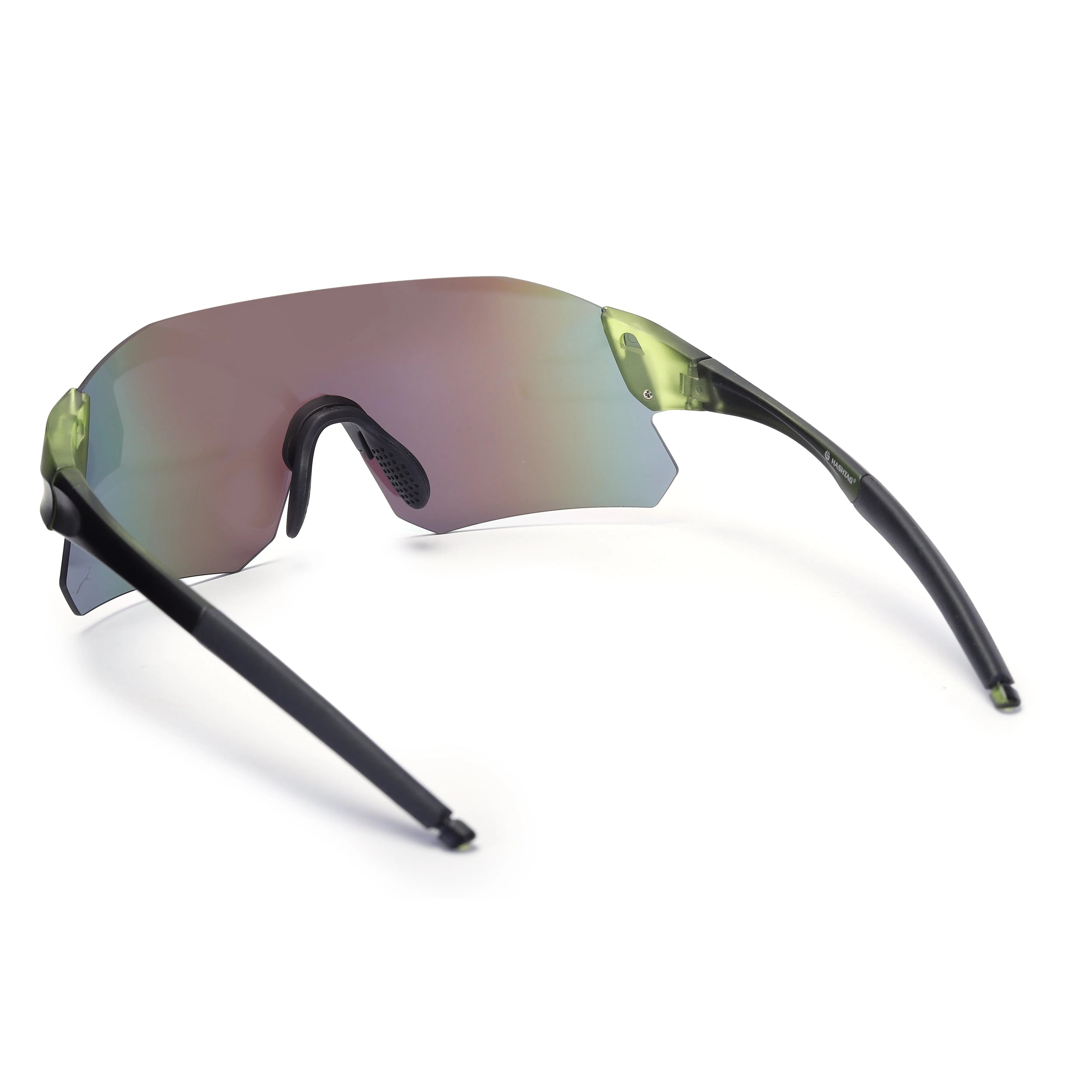 Hunters Green Large Rim Less Shield Sports Sunglasses for Men & Women — Hashtag Eyewears