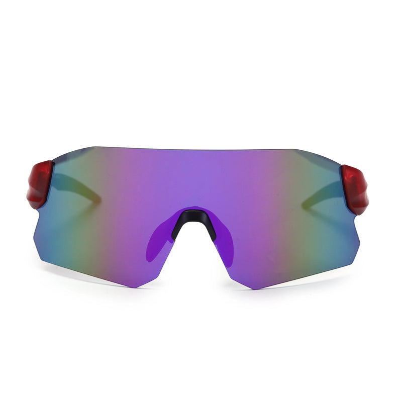 Hunters Red Large Rim Less Shield Sports Sunglasses for Men & Women — Hashtag Eyewears