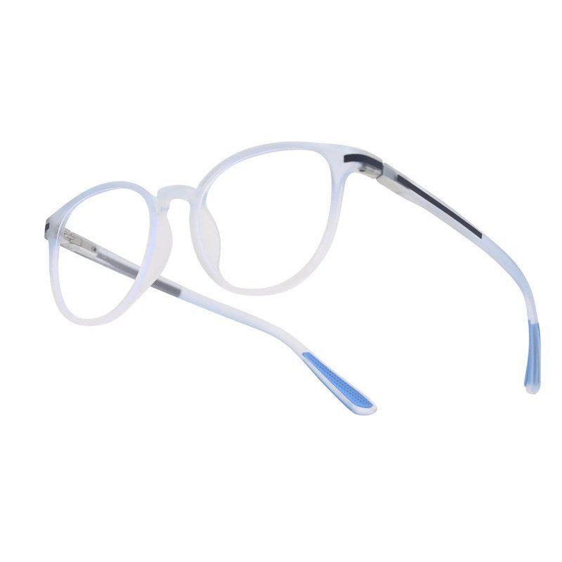 Idefend Transparent Light Blue & Transparent White Medium Full Rim Round Computer Glasses for Men & Women — Hashtag Eyewears
