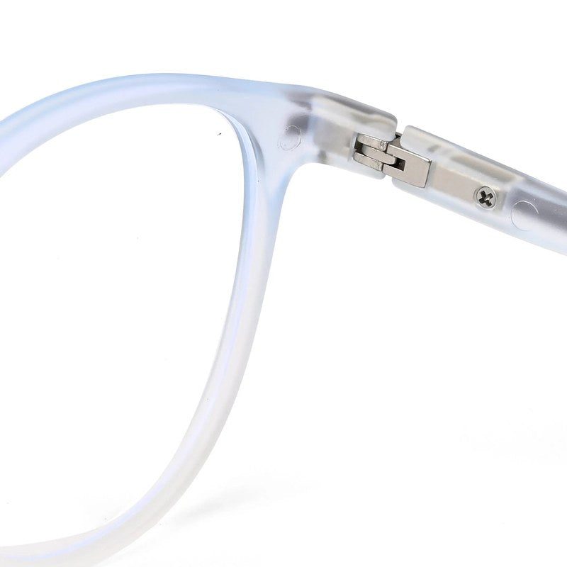 Idefend Transparent Light Blue & Transparent White Medium Full Rim Round Computer Glasses for Men & Women — Hashtag Eyewears