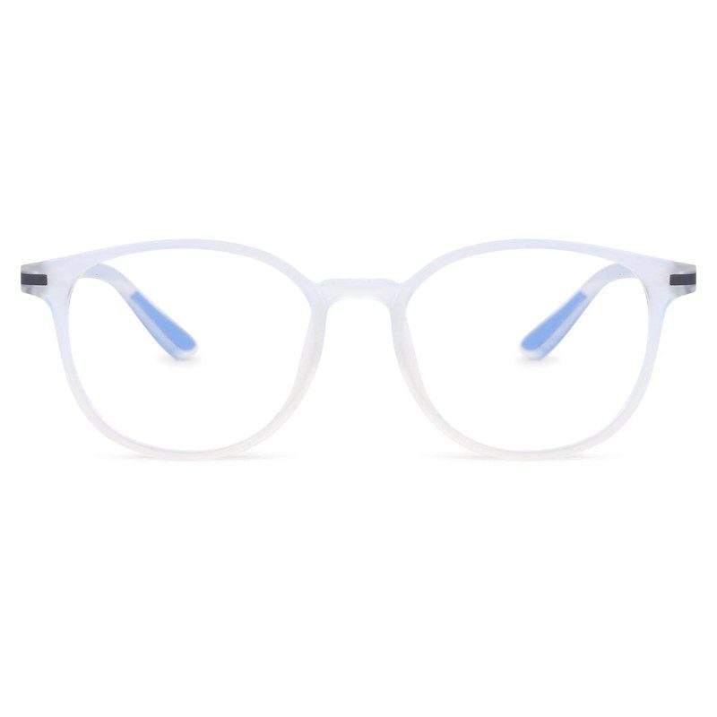 Idefend Transparent Light Blue & Transparent White Medium Full Rim Round Computer Glasses for Men & Women — Hashtag Eyewears