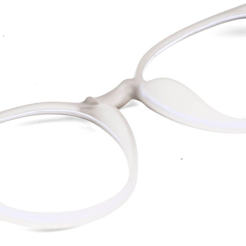 Idefend Transparent Light Grey & White Medium Full Rim Round Computer Glasses for Men & Women — Hashtag Eyewears