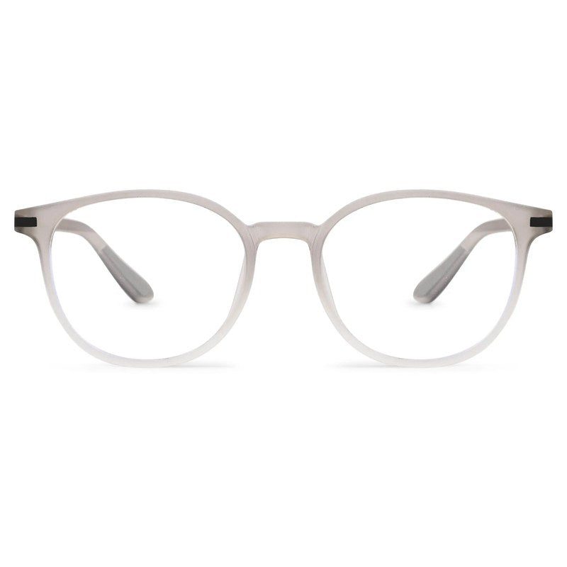 Idefend Transparent Light Grey & White Medium Full Rim Round Computer Glasses for Men & Women — Hashtag Eyewears