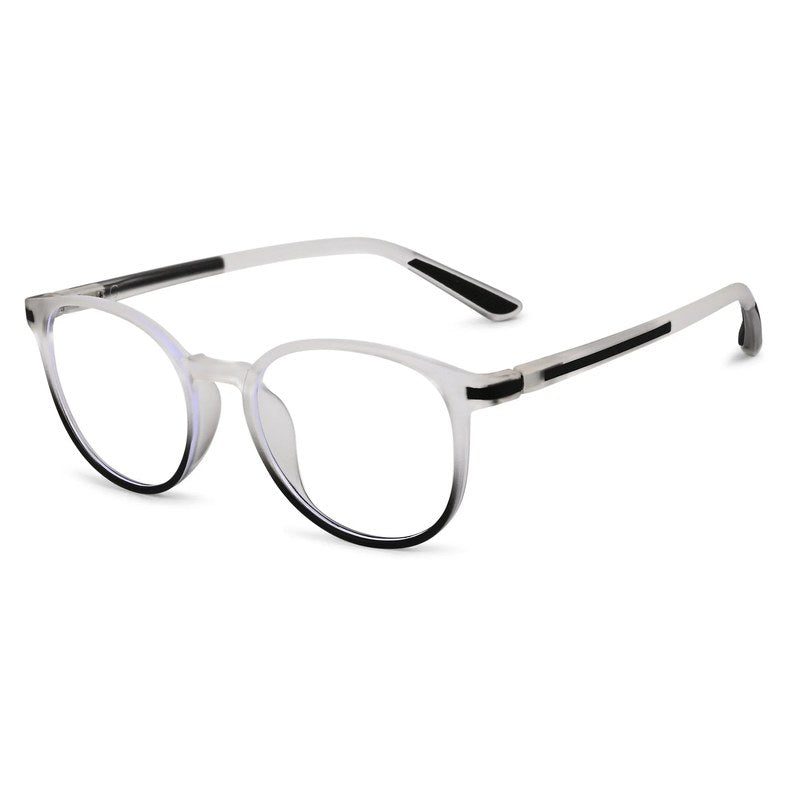 Idefend Transparent White & Black Medium Full Rim Round Computer Glasses for Men & Women — Hashtag Eyewears