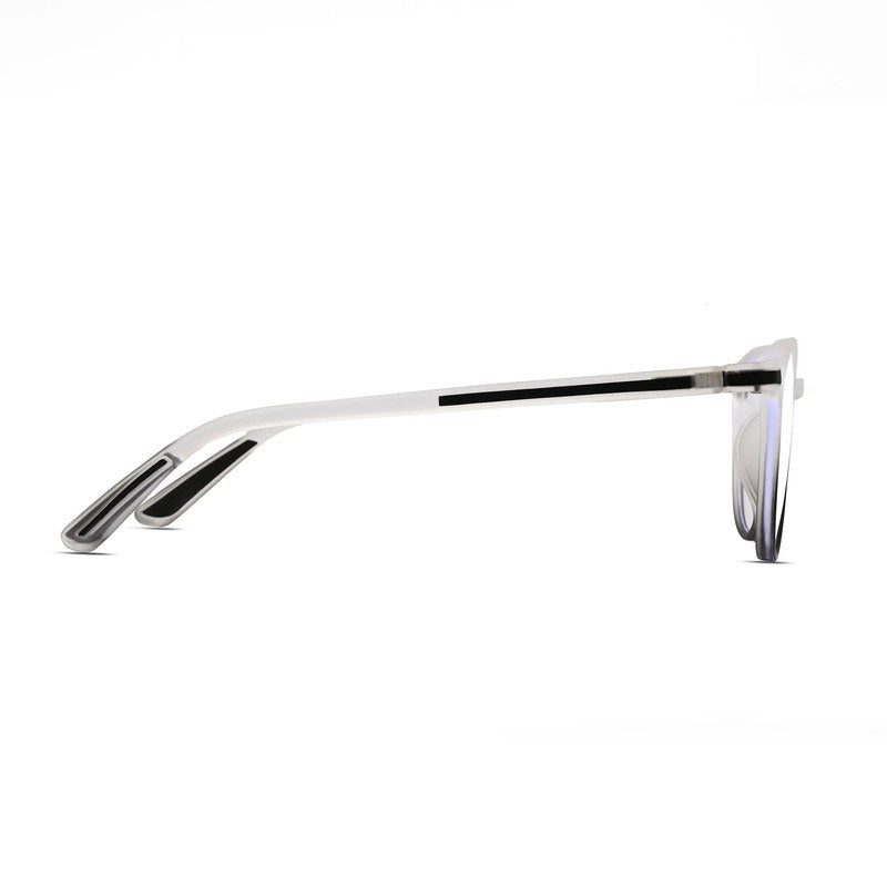 Idefend Transparent White & Black Medium Full Rim Round Computer Glasses for Men & Women — Hashtag Eyewears