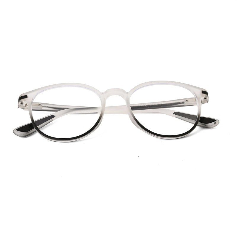 Idefend Transparent White & Black Medium Full Rim Round Computer Glasses for Men & Women — Hashtag Eyewears