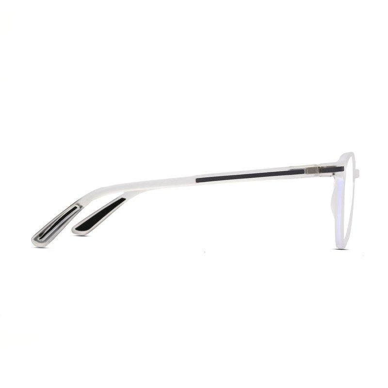 Idefend Transparent White Medium Full Rim Round Computer Glasses for Men & Women — Hashtag Eyewears