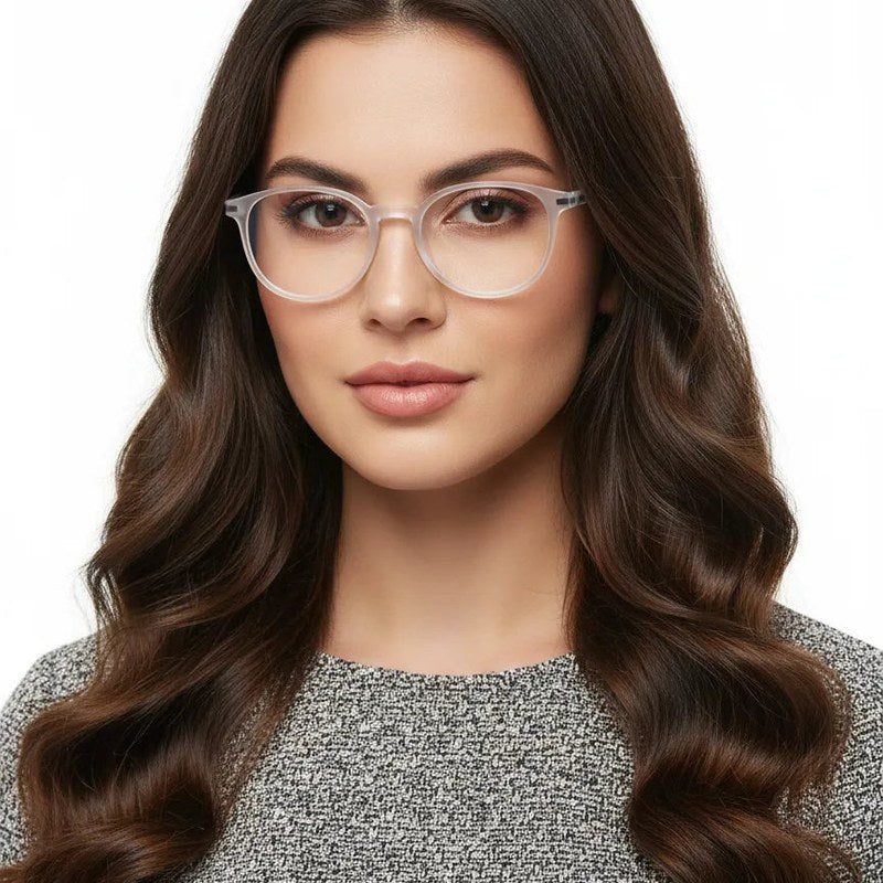 Idefend Transparent White Medium Full Rim Round Computer Glasses for Men & Women — Hashtag Eyewears