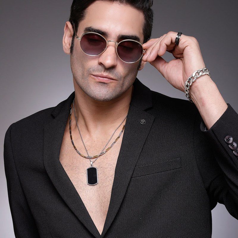 Ignisia Gradient Brown & Blue Medium Full Rim Oval Sunglasses for Men — Hashtag Eyewears