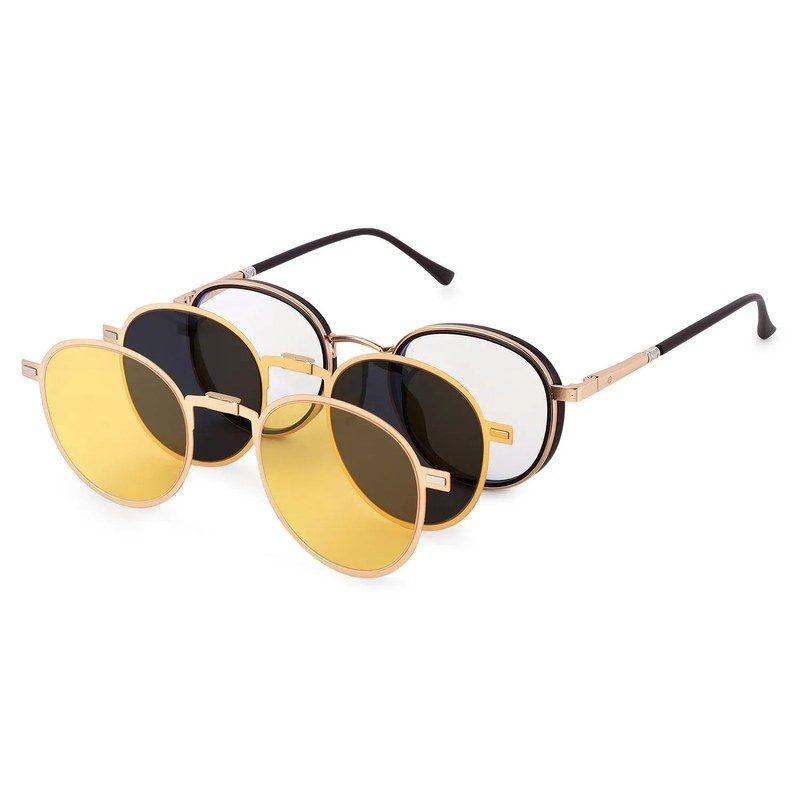 Ignisra Golden & Brown Medium Full Rim Oval Clip-on for Men & Women — Hashtag Eyewears