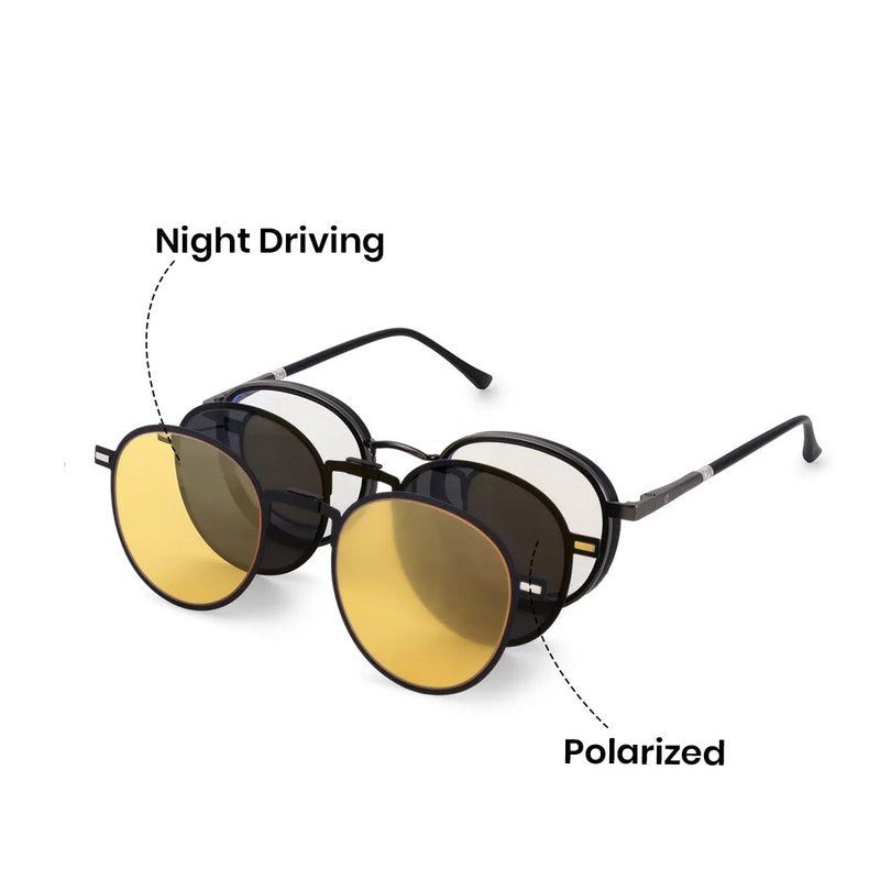 Ignisra Grey & Black Medium Full Rim Oval Clip-on for Men & Women — Hashtag Eyewears