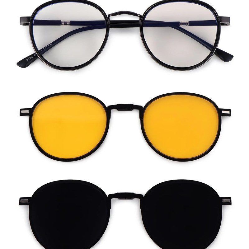 Ignisra Grey & Black Medium Full Rim Oval Clip-on for Men & Women — Hashtag Eyewears