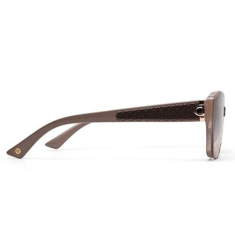 Ilora Brown Texture Medium Full Rim Hexagonal Sunglasses for Women — Hashtag Eyewears