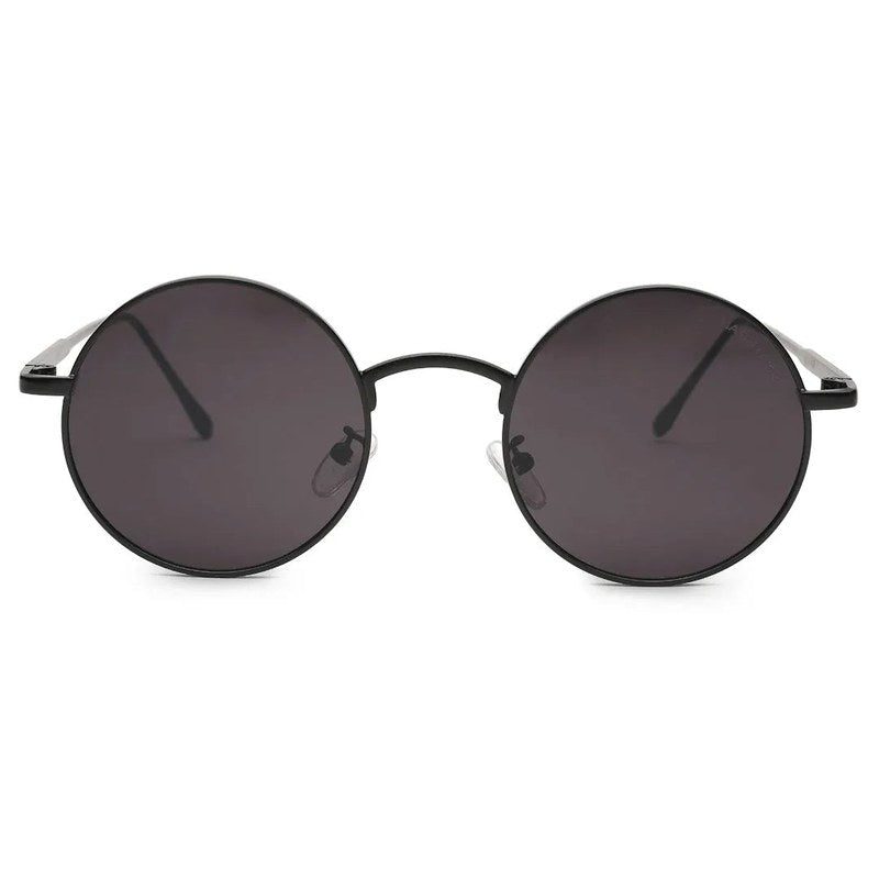 Ionara Black Medium Full Rim Round Sunglasses for Men & Women — Hashtag Eyewears
