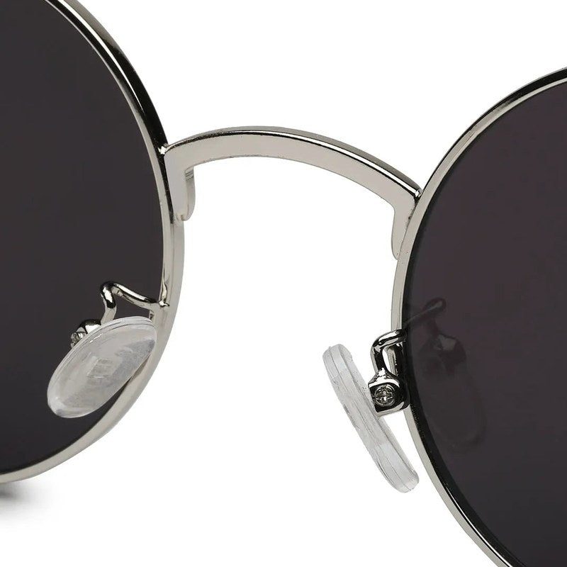 Ionara Silver-Black Medium Full Rim Round Sunglasses for Men & Women — Hashtag Eyewears