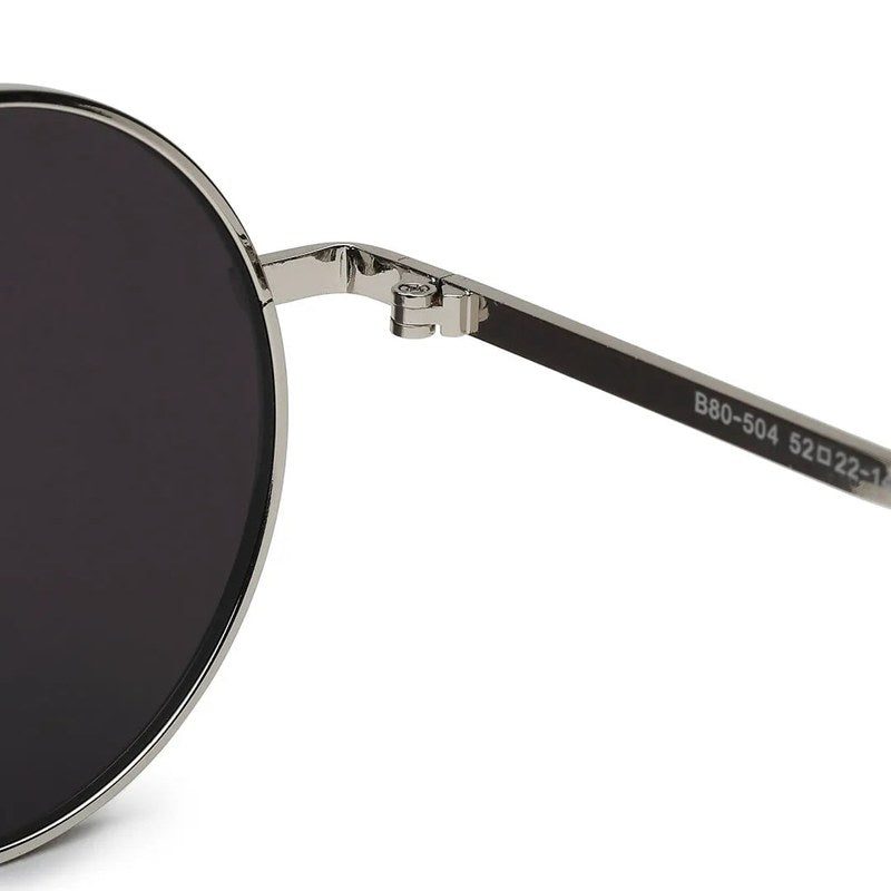 Ionara Silver-Black Medium Full Rim Round Sunglasses for Men & Women — Hashtag Eyewears