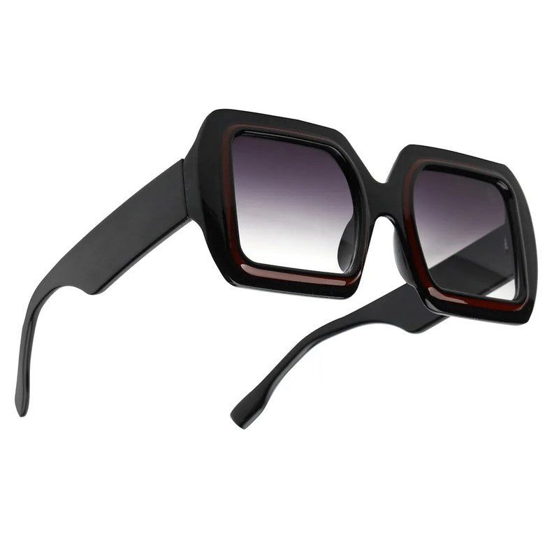 Jumbo Gradient Black Medium Full Rim Square Sunglasses for Men & Women — Hashtag Eyewears