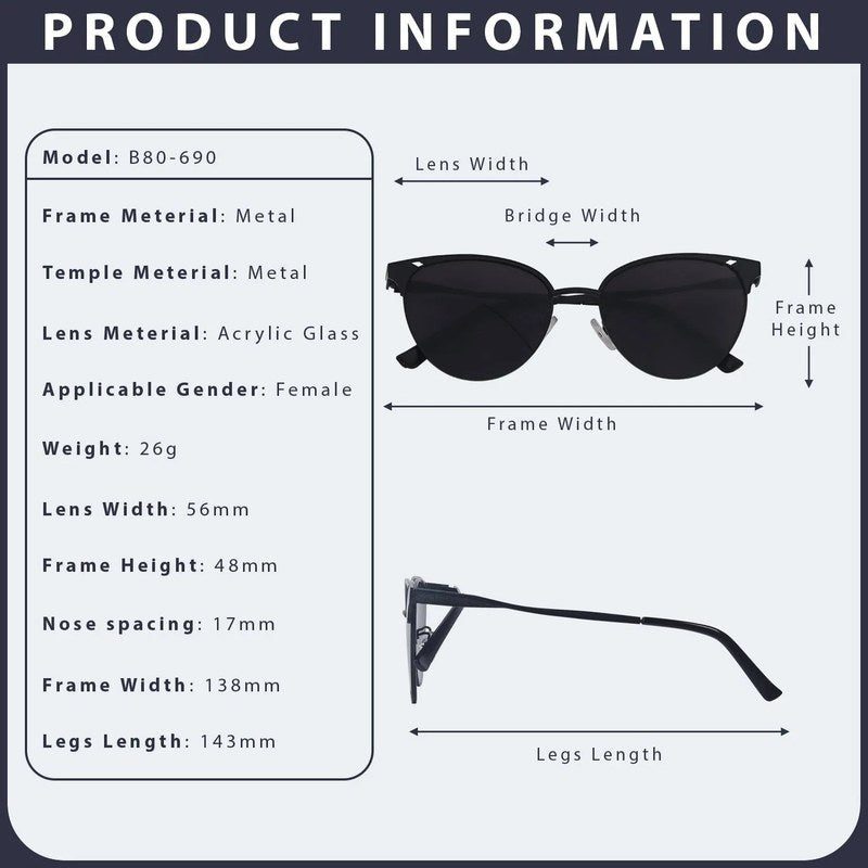 Kaelith Black Medium Full Rim Round Sunglasses for Women — Hashtag Eyewears