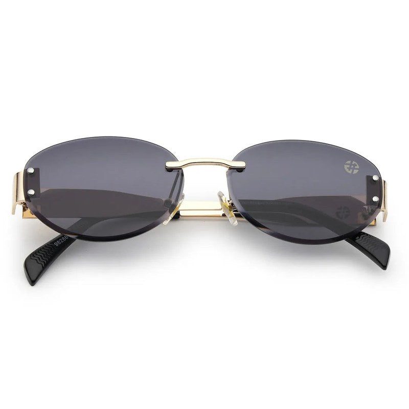 Kitto Black Medium Rim Less Oval Sunglasses for Men & Women — Hashtag Eyewears