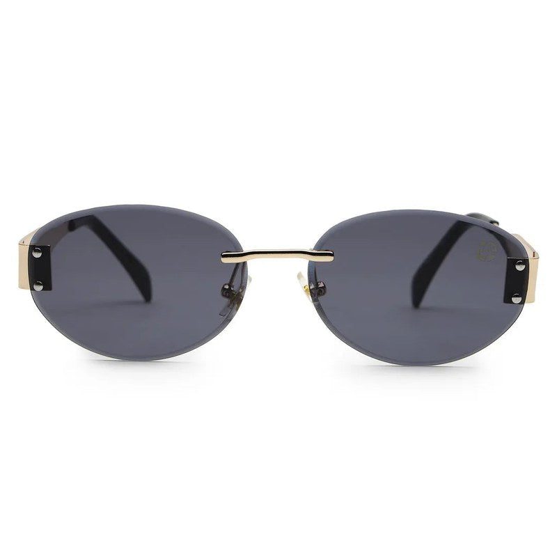 Kitto Black Medium Rim Less Oval Sunglasses for Men & Women — Hashtag Eyewears