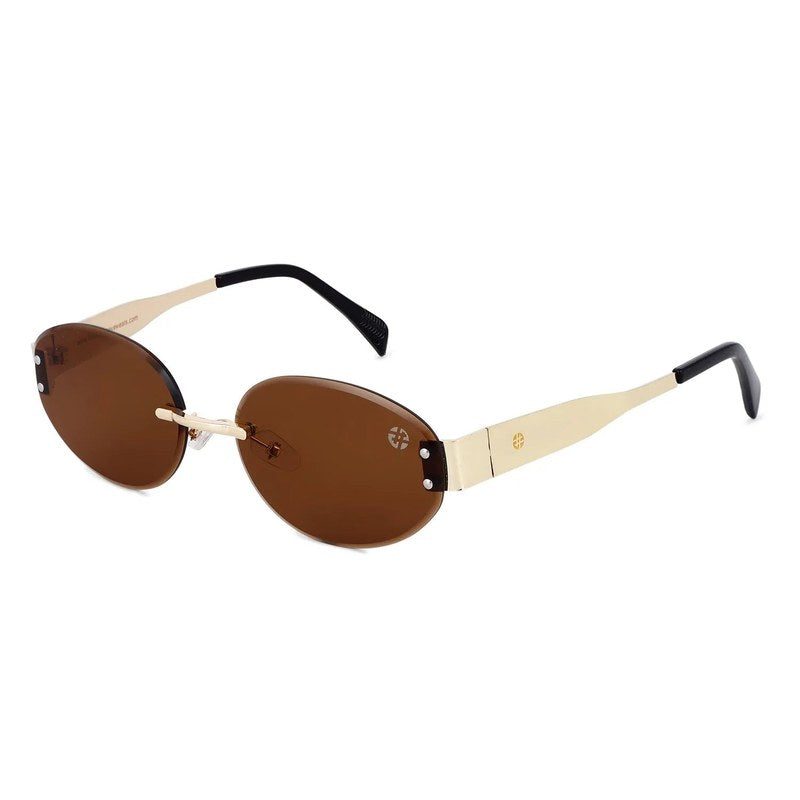 Kitto Golden Medium Rim Less Oval Sunglasses for Men & Women — Hashtag Eyewears