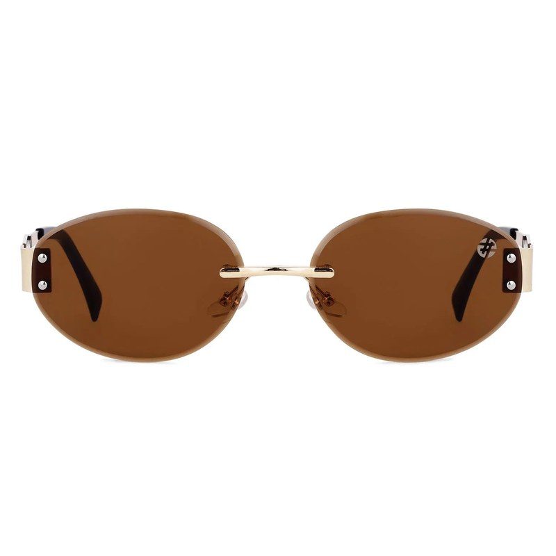Kitto Golden Medium Rim Less Oval Sunglasses for Men & Women — Hashtag Eyewears
