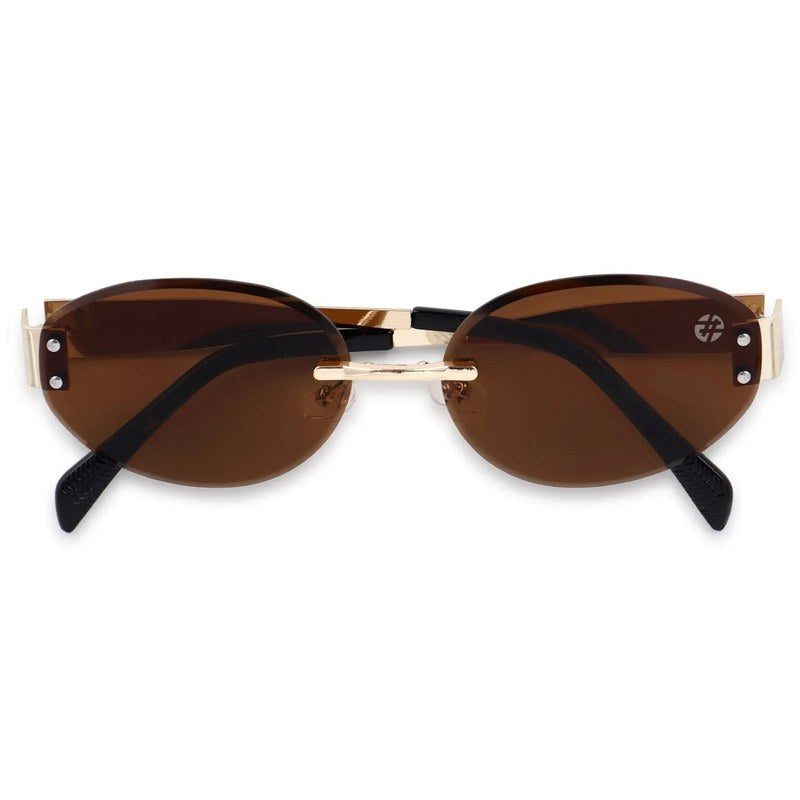 Kitto Golden Medium Rim Less Oval Sunglasses for Men & Women — Hashtag Eyewears