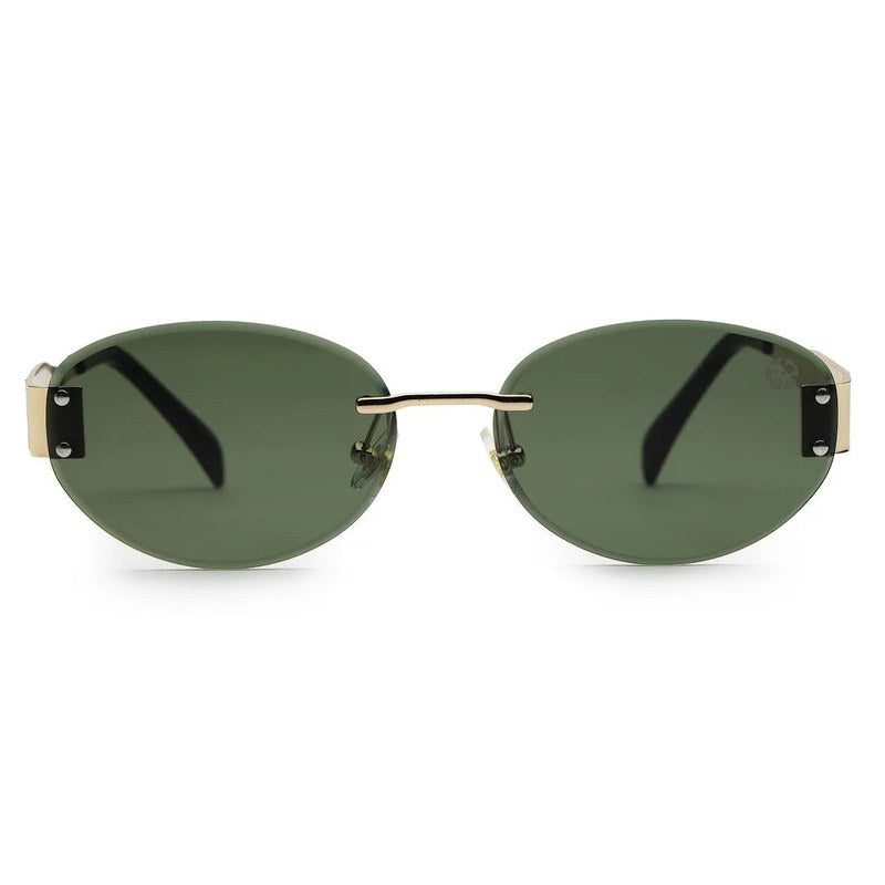 Kitto Green Medium Rim Less Oval Sunglasses for Men & Women — Hashtag Eyewears