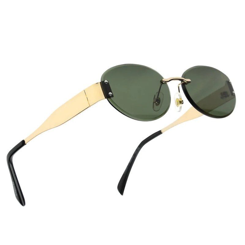 Kitto Green Medium Rim Less Oval Sunglasses for Men & Women — Hashtag Eyewears